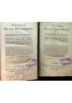 Histoire de la Decadence de la Monarchie Francaise Tom I i II 1803 r.