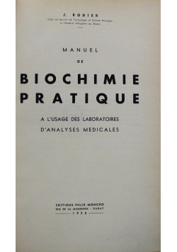 Manuel de Biochimie Pratique