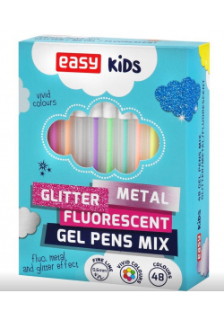 Żelopis mix fluo metal brokat 48 kolorów EASY