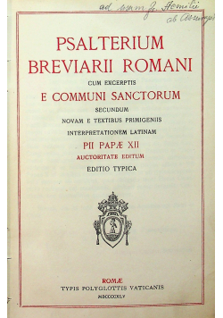 Psalterium breviarii romani cum excerptis e communi sanctorum 1945 r