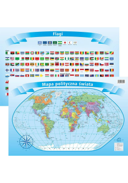 Podkładka na biurko - Mapa polit. Świat z flagami