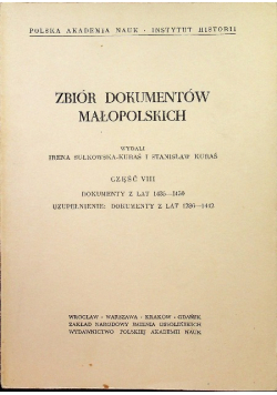 Zbiór dokumentów małopolskich Część VIII