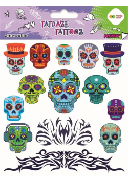 Tatuaże zmywalne Blue skulls HAPPY COLOR