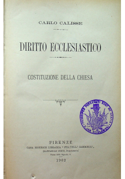 Diritto Ecclesiastico 1902 r.