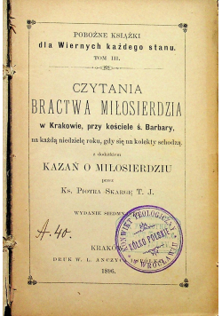 Czytania Bractwa Miłosierdzia 1896 r