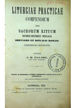 Liturgiae Practicae Compendium 1876 r.