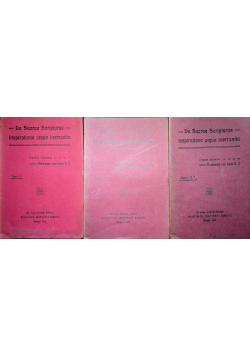 De Sacrae Scripturae inspiratione atque inerrantia 3 tomy 1910 r.