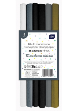Bibuła marszczona Monochrome mini mix 6szt