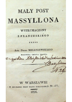 Mały post Massyllona 1826 r