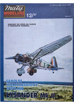 Mały Modelarz Nr 12 / 97 Samolot Wielozadaniowy Westland Lysander Mk II