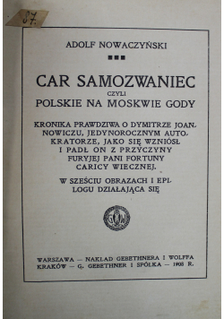 Car Samozwaniec 1908 r. + Autograf Nowaczyńskiego