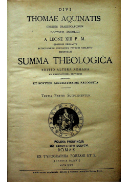 Summa theologica Tom V 1925 r.
