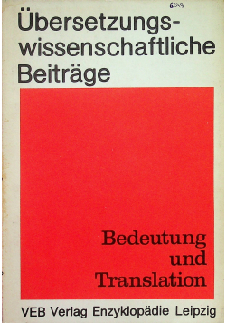 Ubersetzungs wissenschaftliche Beitrage