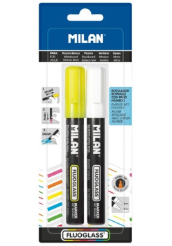 Marker do szyb Fluoglass biały i żółty MILAN