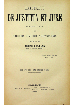 Tractatus de Justitia et jure 1889 r.