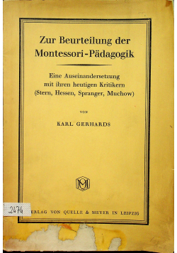Zur Beurteilung der Montessori Padagogik 1928 r.