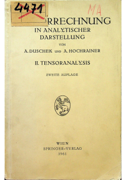 Grundżuge der tensorrechnung in analytischer darstellung