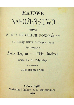 Majowe nabożeństwo czyli zbiór krótkich rozmyślań 1895 r