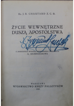 Życie wewnętrznej duszą apostolstwa 1928 r.