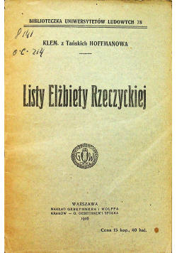 Listy Elżbiety Rzeczyckiej 1908 r.
