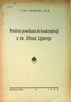 Problem powołania do kontemplacji u św Alfonsa Liguorego 1938 r