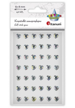 Kryształki samoprzylepne Serca srebrne 42szt