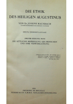 Die ethik des heiligen Augustinus Tom 2 1929 r.