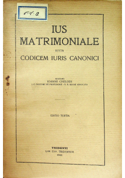 Ius Matrimoniale Iuxta Codicem Iuris Canonici 1921 r.