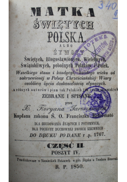 Matka Świętych Polska 2 miesiące 1850 r.