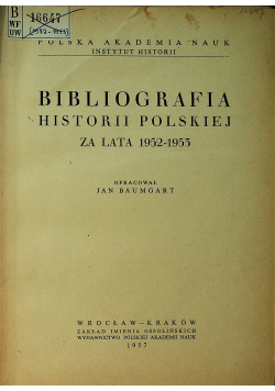Bibliografia historii polskiej za lata 1952 1953