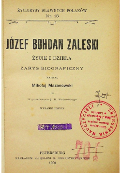 Józef Bohdan Zaleski-Życie i dzieła 1901 r.