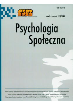Psychologia Społeczna Tom 9 Numer 4 (31) 2014