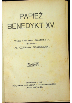 Papież Benedykt XV 1917r