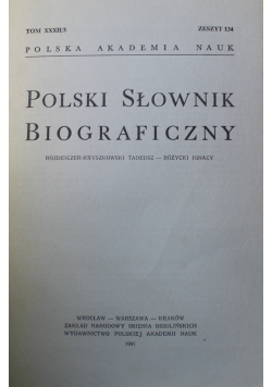 Polski słownik biograficzny tom XXXII zeszyt 134