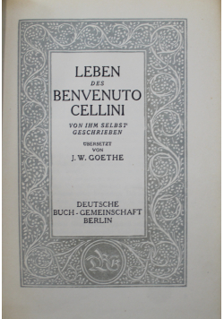 Leben des Benvenuto Cellini 1924 r.