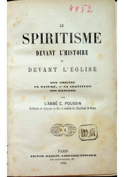 Le Spiritisme  Devant L Historie 1866 r