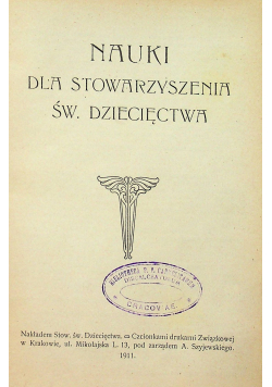 Nauki dla stowarzyszenia św dziecięctwa 1911 r.