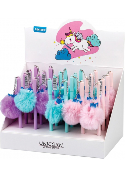 Długopis Unicorn pompon (24szt) nieb 82010