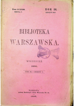 Biblioteka Warszawska tom III zeszyt 3 1896 r