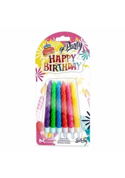 Świeczki urodzinowe neonowe spiralne 8cm 12szt