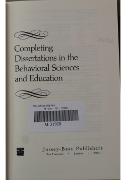 Completing dissertations in the Behavioral Sciences and Education