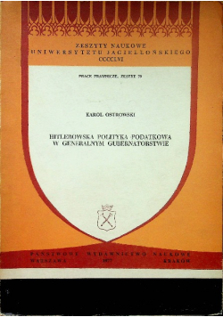 Hitlerowska polityka podatkowa w generalnym gubernatorstwie