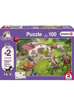 Puzzle 100 Schleich Przejażdżka konno + 2 figurki