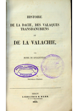 De la Valachie  1854 r.