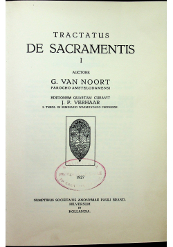 Tractatus de Sacramentis Tom I 1927r.