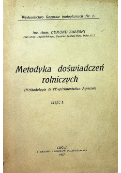 Metodyka doświadczeń rolniczych 1927 r.
