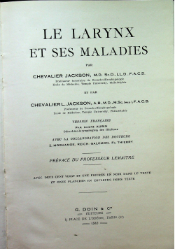 Le larynx et ses maladies 1940r