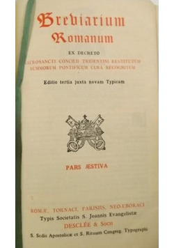 Breviarium Romanum. Pars Aestiva