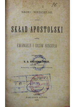 Skład Apostolski Część II 1875 r.