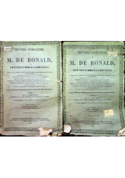 Oeuvres completes de M De Bonald 2 tomy 1859